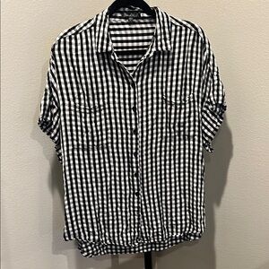 Black and White Gingham Button Down Shirt